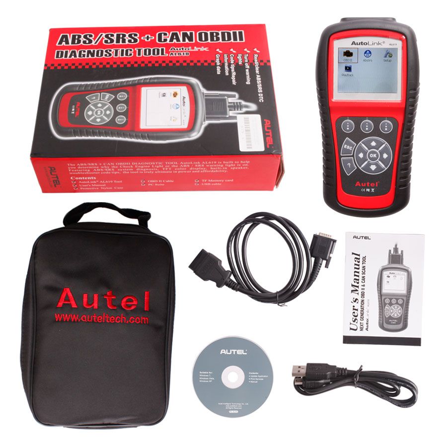 Original Autel AutoLink AL619 EU ABS/SRS OBDII CAN Diagnostic Tool Supports Online Update