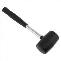 Non-elastic Black Rubber Hammer Wear-resistant Tile Hammer with Round Head and Non-slip Handle DIY Hand Tool