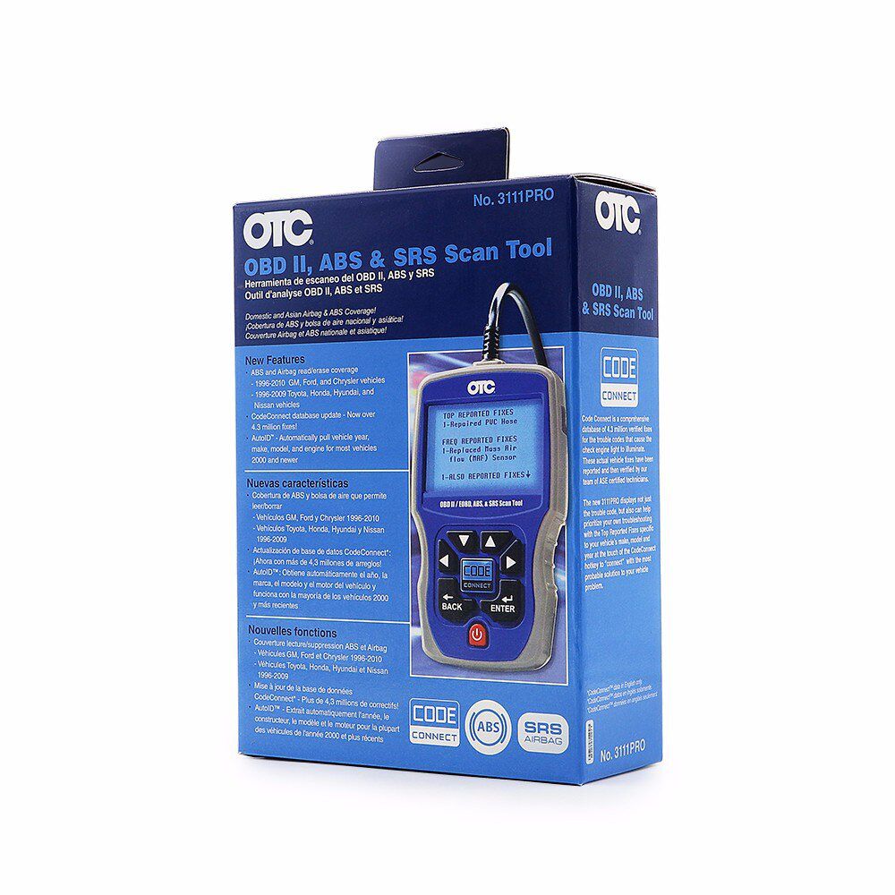 OTC 3111 PRO Trilingual Scan Tool OBD II, CAN, ABS & Airbag OBD2 Code Reader Read and erase DTCs