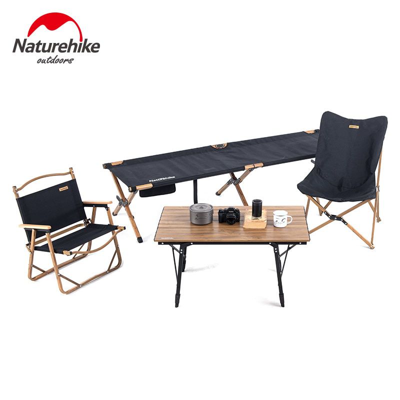 New Outdoor Folding Table Chairs Camping cot Wood Grain Aluminum Alloy Portable Fishing Chair Camping furniture