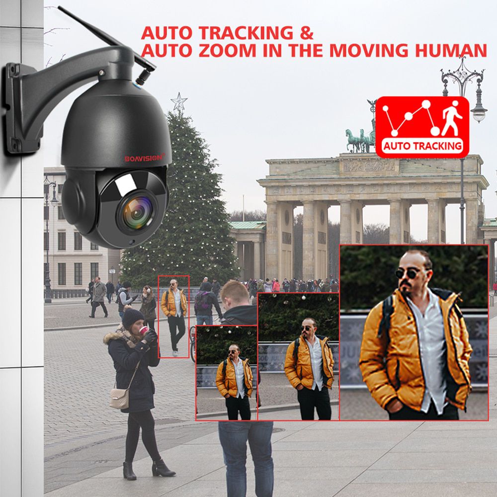 Outdoor IP Camera WIFI 5MP 4g Sim card  AI Auto Tracking 30X Zoom Wireless PTZ Speed Dome CCTV Camera Two Way Audio IR 80m Camhi