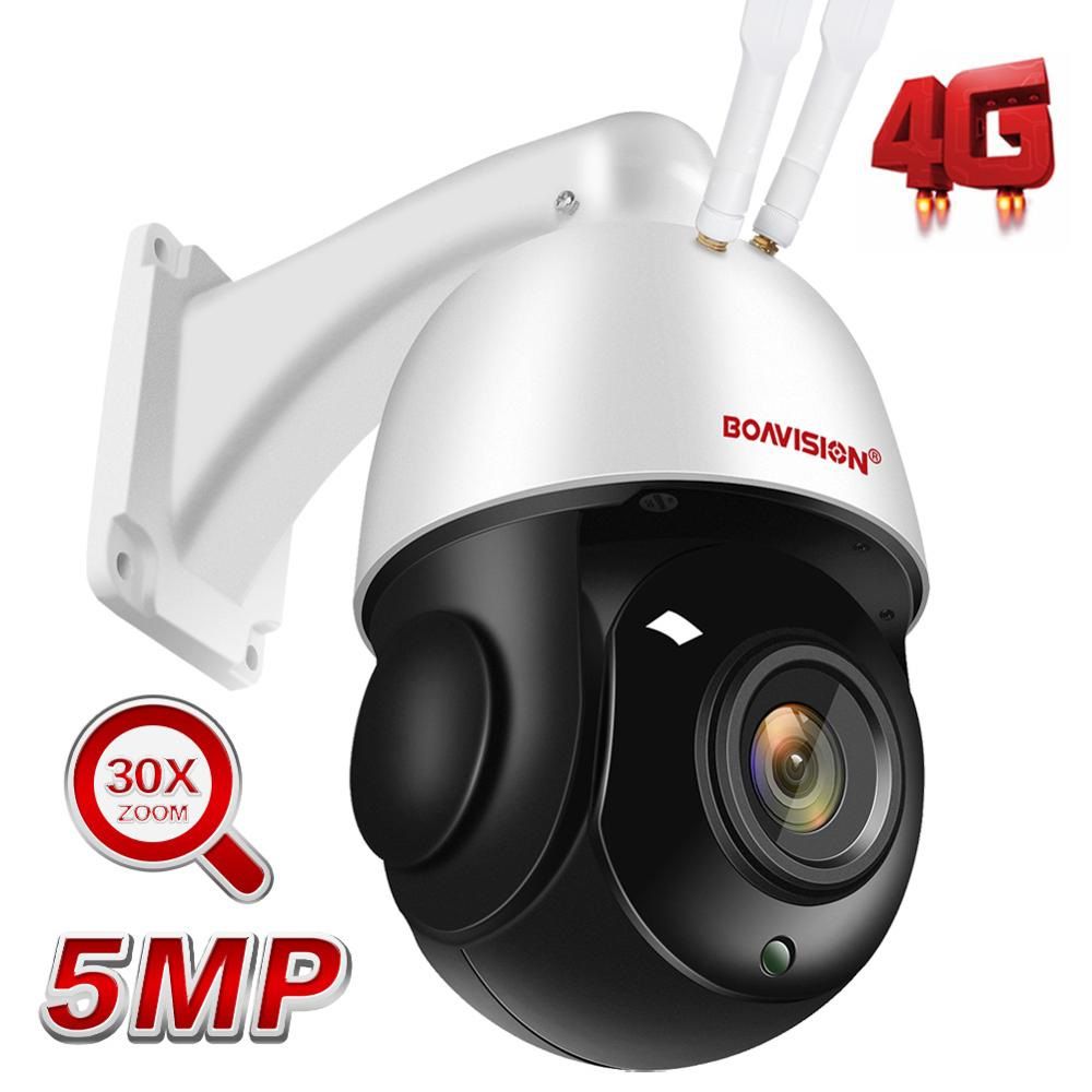 Outdoor IP Camera 5MP 4G Sim Card WIFI AI Auto Tracking 30X Zoom Wireless PTZ Speed Dome CCTV Camera Two Way Audio IR 80m Camhi