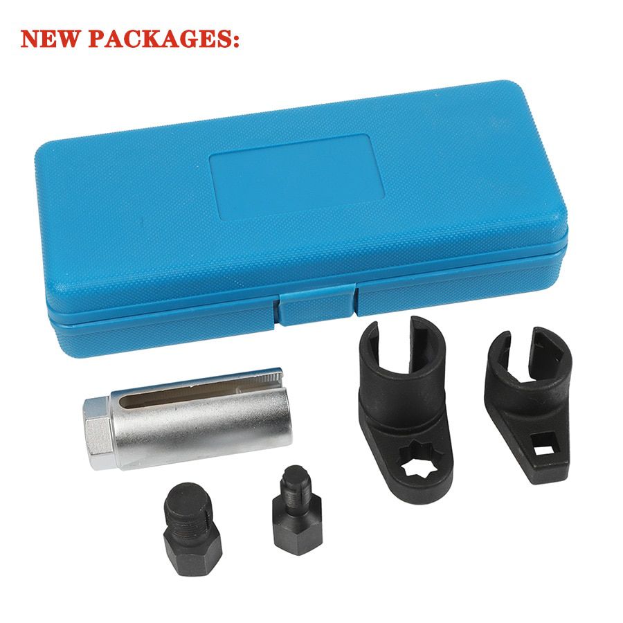 MR CARTOOL 5pcs Oxygen Sensor Wrench Kit Thread Chaser Tool Fit for Auto O2 Socket Removal Install Offset Vacuum Sensor Socket