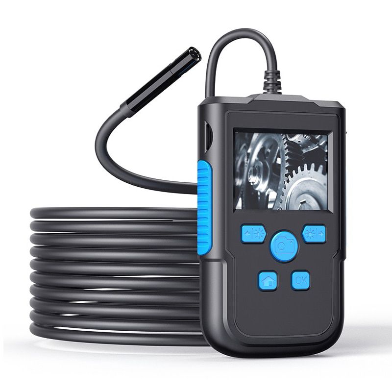 P60 Industrial Endoscope Camera 8MM Lens 2.4 Inch IPS Screen Borescope HD1080P Rigid Cable Waterproof LED Lights 2600mAh Battery