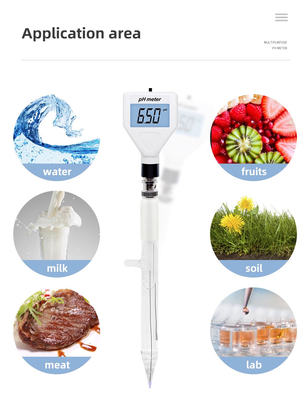 PH-98211 Multipurpose pH Meter Digital Acidity Meter pH Tester Soil Meter Tester with White Backlight for Cheese Meat Soil