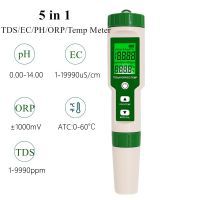 5 in 1 PH/TDS/EC/ORP/Temperature Meter PH Meter Digital Water Quality Monitor Tester for Pools Drinking Water Aquariums