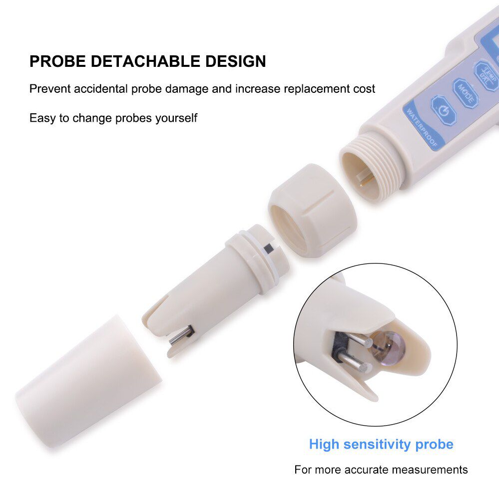 4 in 1 PH/TDS/EC/Temp Meter Waterproof PH Meter Water Quality Meter PH tester for Pools, Drinking Water, Aquariums