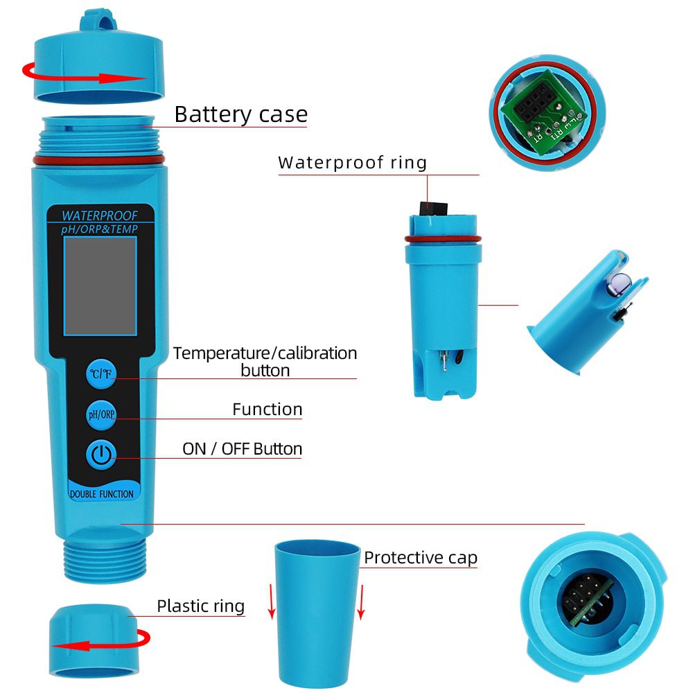 4 in 1 PH/TDS/EC/Temp Meter Waterproof PH Meter Water Quality Meter PH tester for Pools, Drinking Water, Aquariums