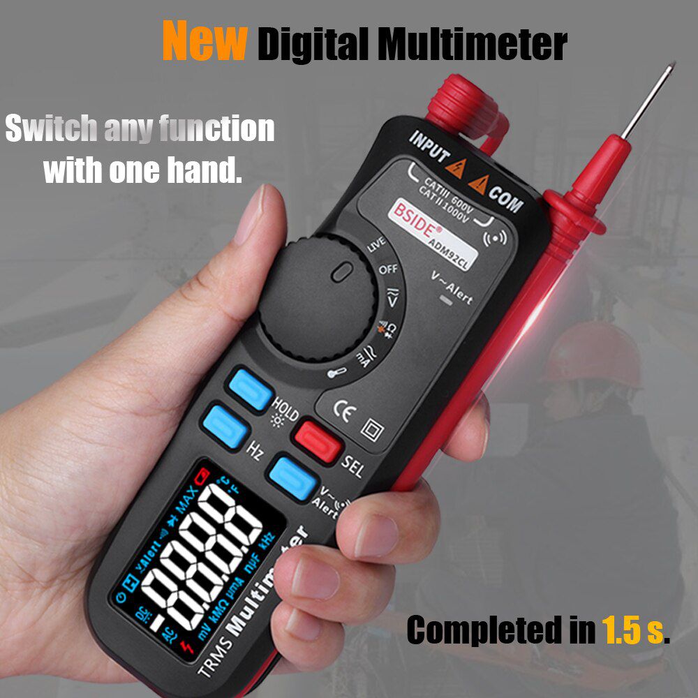 ADM92CL Pocket Digital Multimeter Color LCD Auto Range True RMS Voltmeter voltage Pen Capacitance NCV Tester DIY Electricity Tool