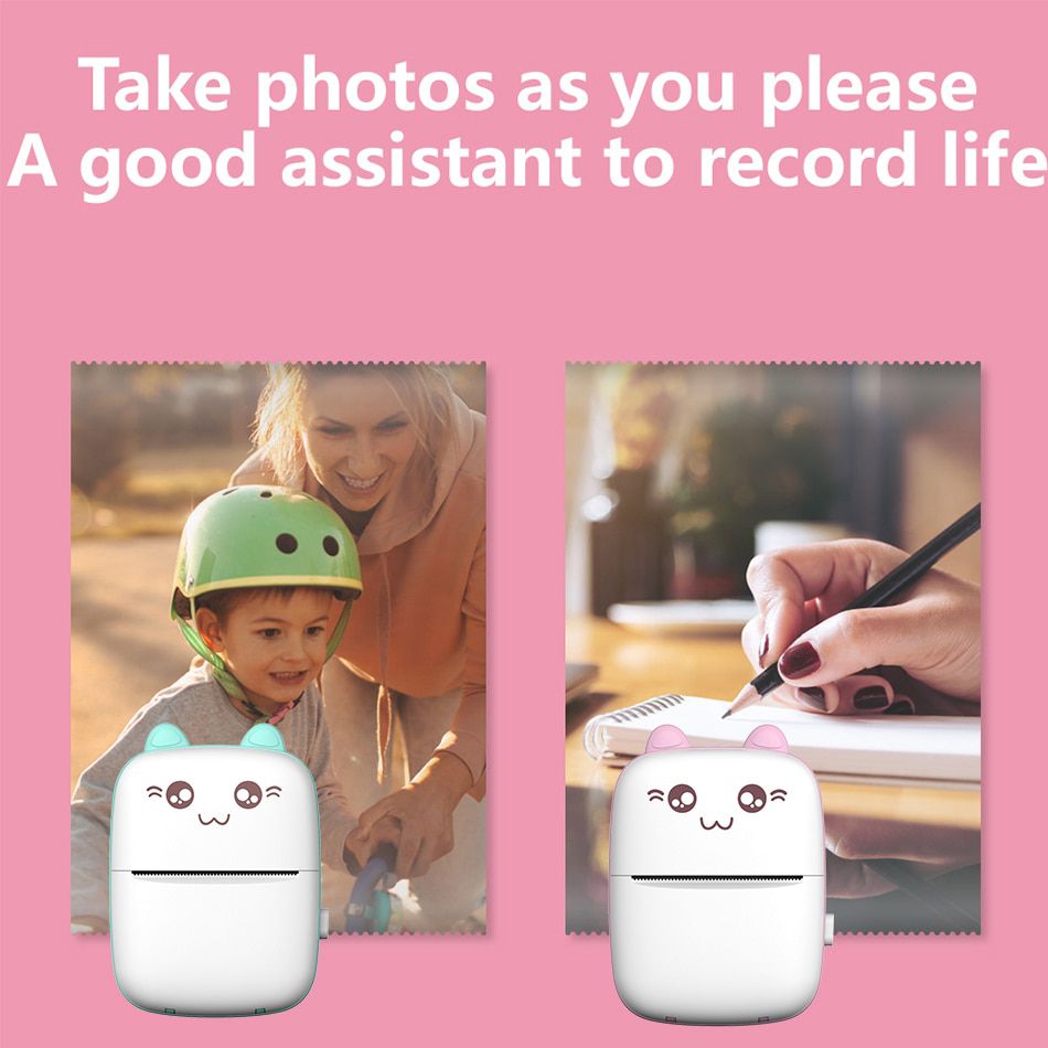 Portable Mini Wireless Thermal Photo Printer Pocket Cute Sticker Printers Paper Roll For Android iOS DIY Home Use Notes Printer