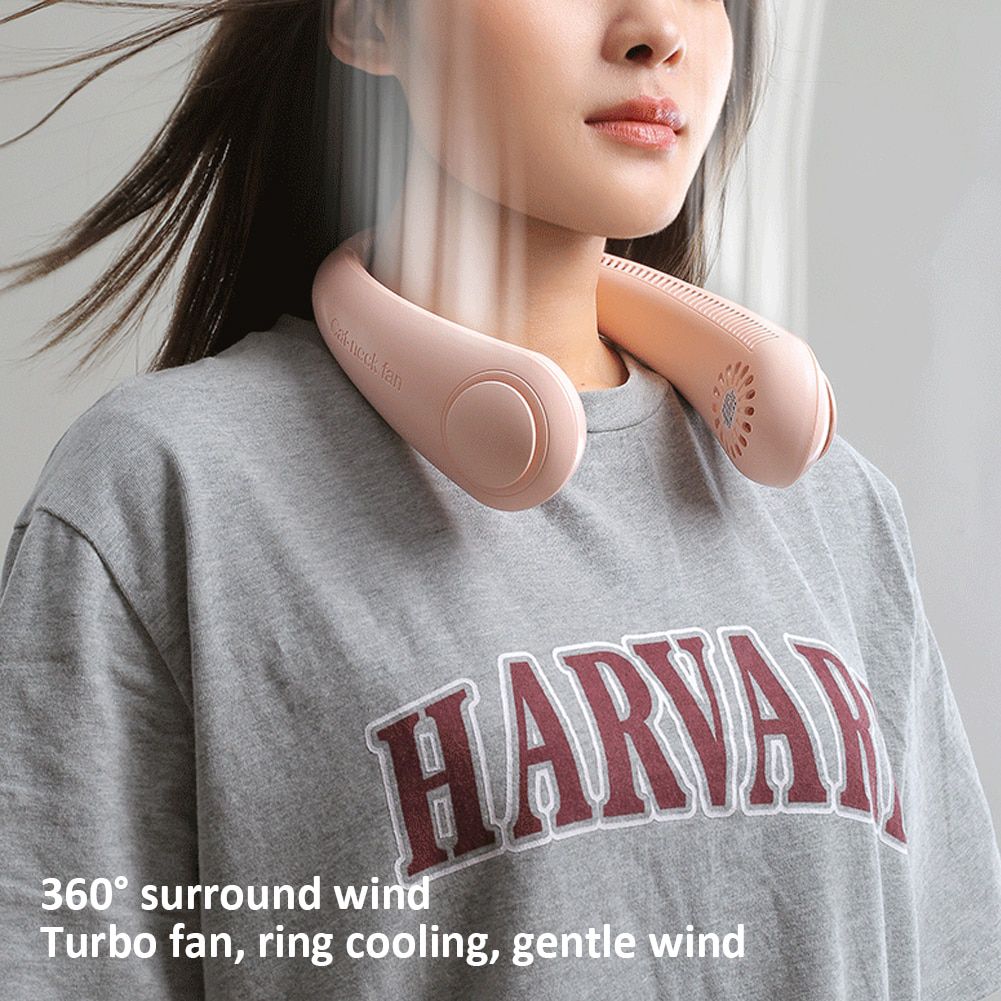 Portable Neck Fan Mini USB Rechargeable Fan With Leafless Design Hands-Free Dual Neck Fan Sport Hanging Personal Fan For Outdoor