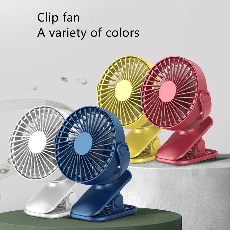 Portable USB Rechargeable Table Fan Clip-on Type Mini Desk Fan 360 Degree Rotation Adjustable Clip-on Fan For Student Dormitory