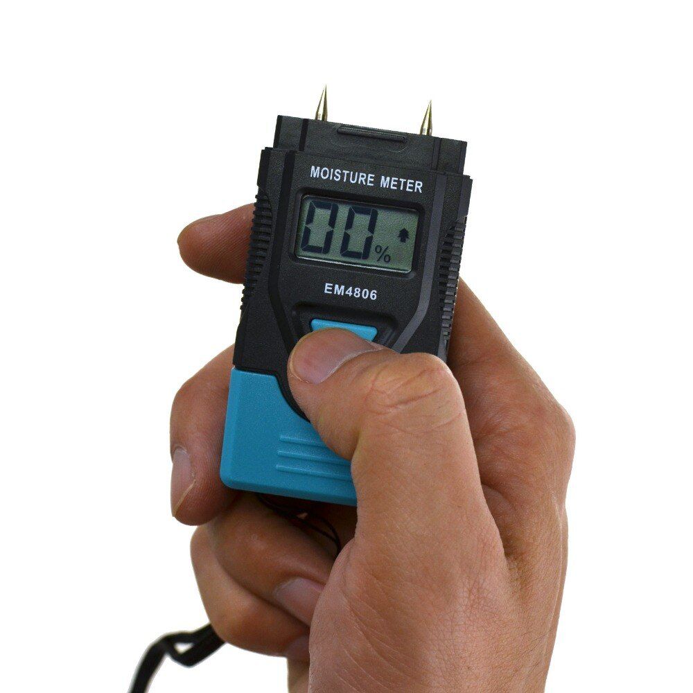 Portable Wood Moisture Meter Detector Humidity Meter Damp Timber Detector With LCD Display and Probe EM4806 ALL SUN