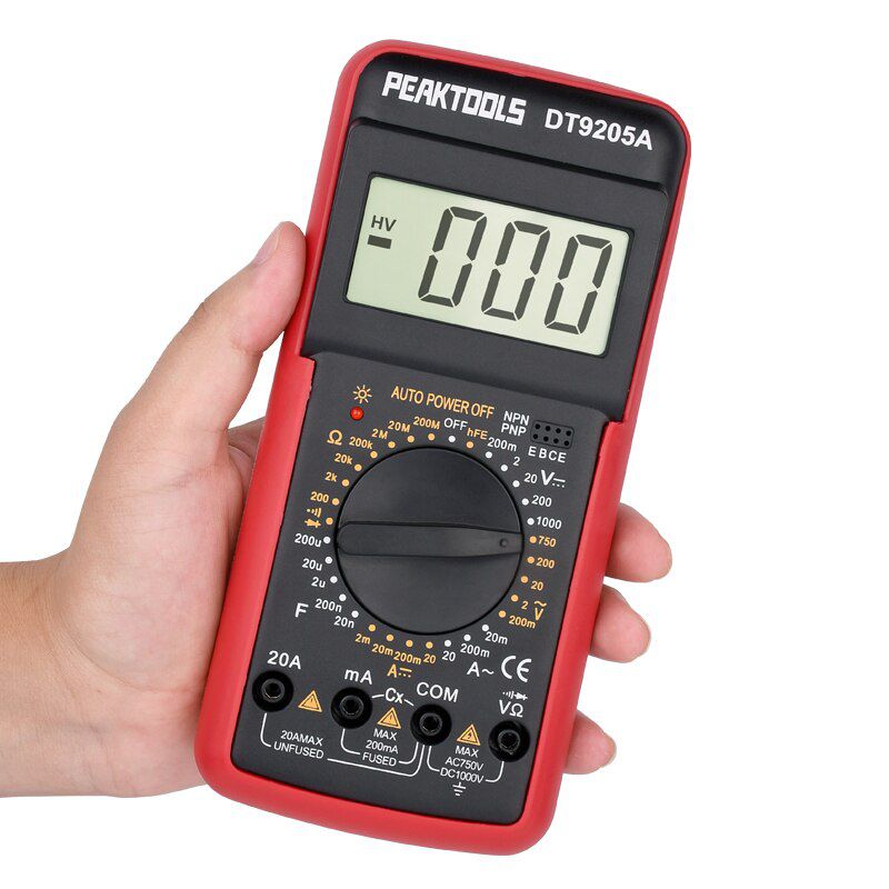 Professional Digital Multimeter DT9205A Multimeter Tester Manual Range Voltage Meter True RMS Transistor Tester Electrician Tool