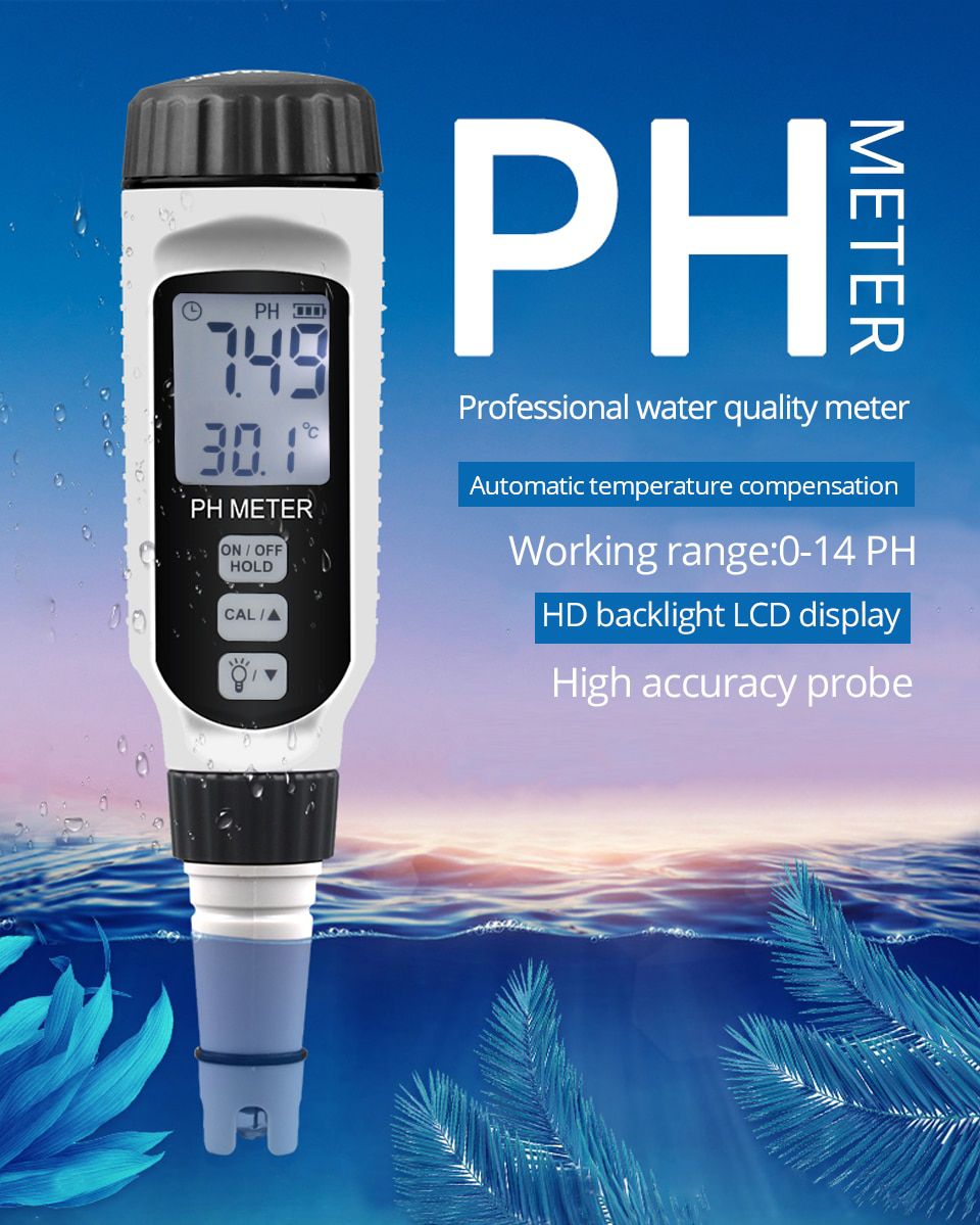 Professional pH Meter Pen Type Water Quality Tester Acidometer PH Acidity Meter for Aquarium Acidimeter Water Measuring PH818