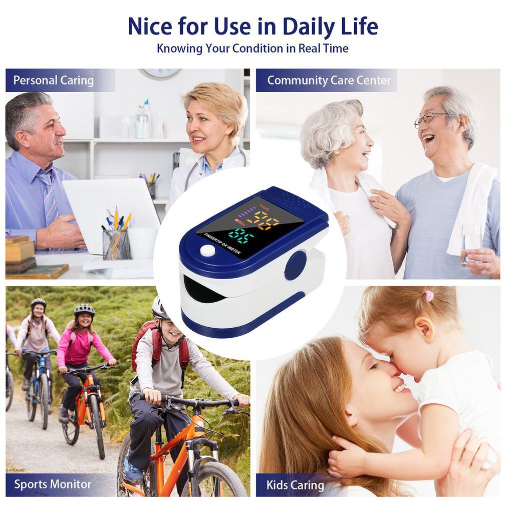 4-color LED Color Screen Finger Clip Heartbeat Pulse Oximeter Portable Heart Rate Spo2 Monitor Blood Oxygen Meter Sensor