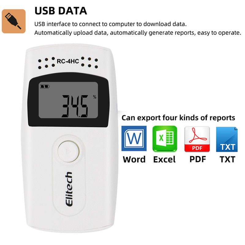 RC-4HC Temperature Humidity Data Logger Digital USB Data Logger Built-in NTC Sensor High Precision Thermometer Data Logger