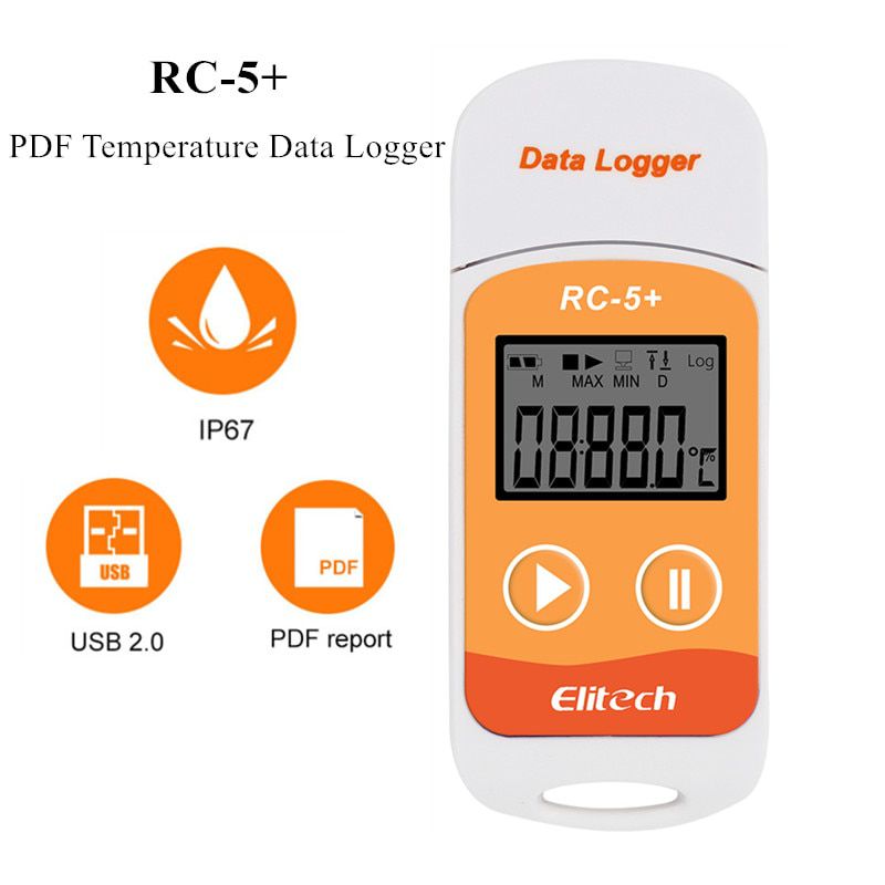 RC-5+ PDF Temperature Data Logger USB Data Logger Datalogger Recorder Upgrade for Refrigeration Cold Chain Transport Labs