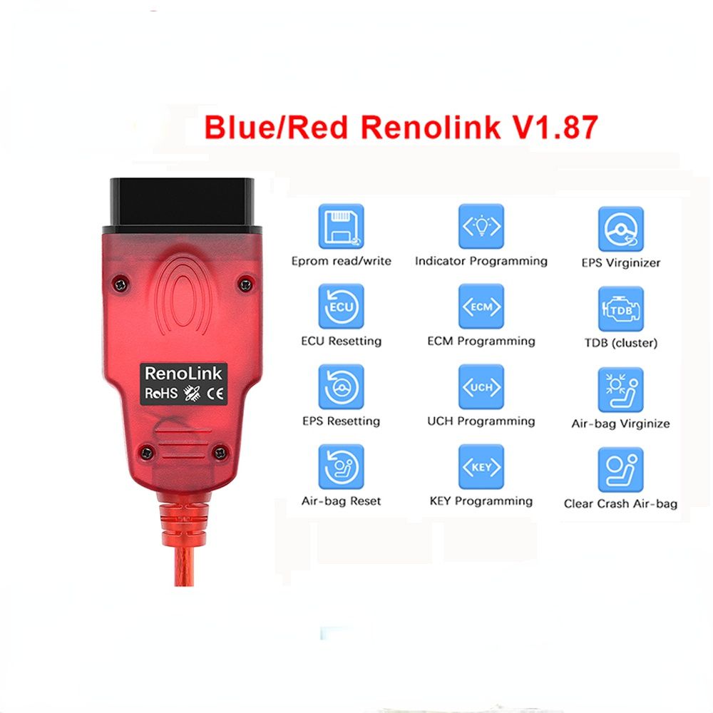 Renolink V1.87 For Renault Car OBD2 ECU Programmer Airbag Reset OBD 2 OBD2 Car Diagnostic Auto Tool ECM UCH Key Programmer Tool