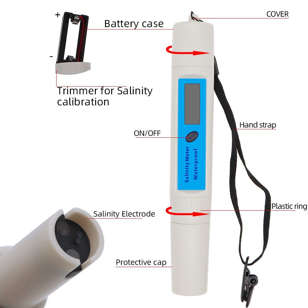 SA-3287 Waterproof Salinity meter Portable High Precision Salinity Meter Soup Food Sea Salt Salimeter Graphite Electrode