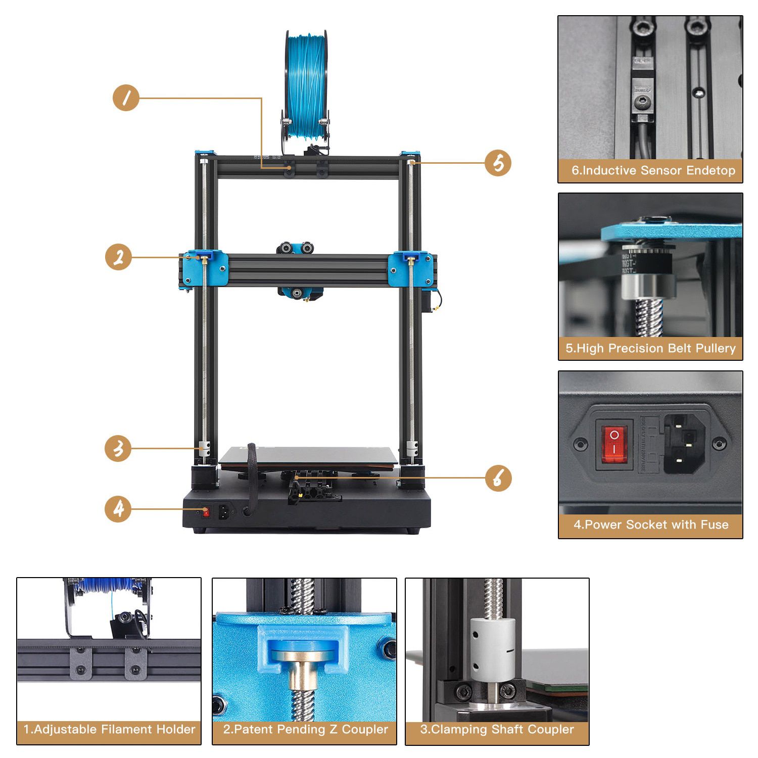 Sidewinder X1 SWX1 3D Printer High Precision DIY Kit Large Printing Size 300*300*400mm with 2.8 Inch Color Touchscreen