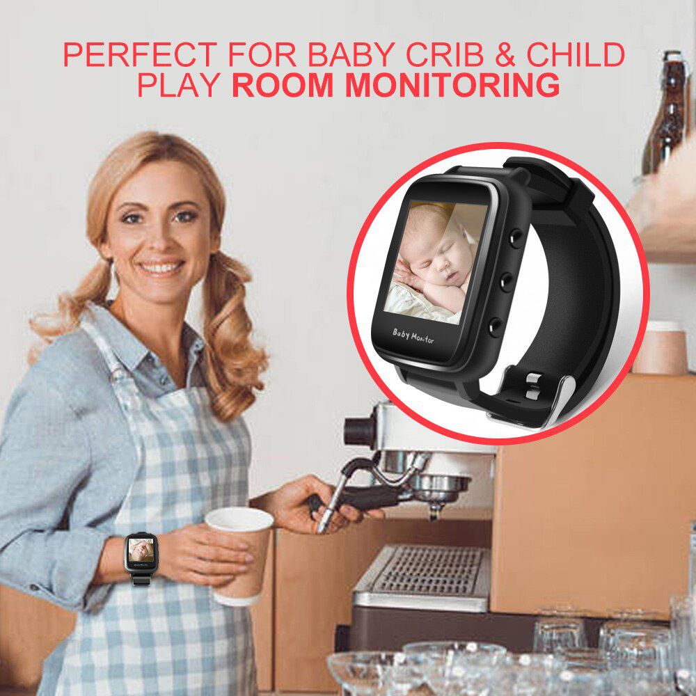 Smart Watch Style Baby Monitor Portable 2.4Ghz Wireless Video Baby Nanny Camera Cry Alarm Mic Night Vision Temperature VB606