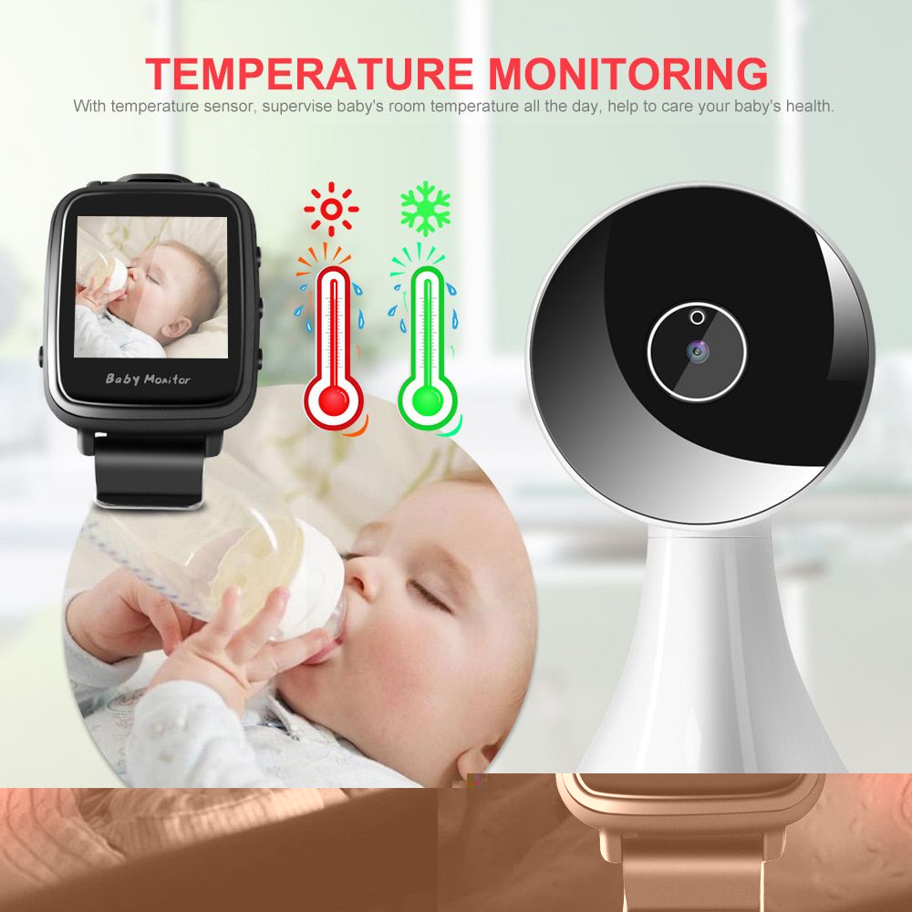 Smart Watch Style Baby Monitor Portable 2.4Ghz Wireless Video Baby Nanny Camera Cry Alarm Mic Night Vision Temperature VB606