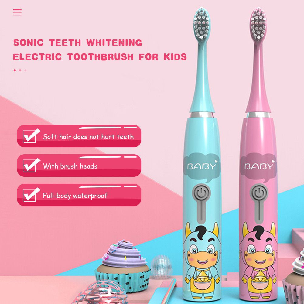 Sonic Electric Toothbrush for Kids  Kids 3 To 12 Years Old Cleaning  Powered Waterproof Tooth Whitening brush with Toothbrush