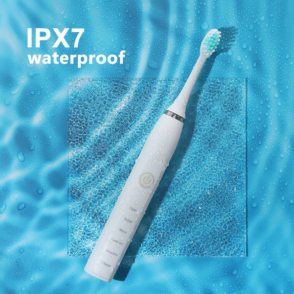 Sonic Electric Toothbrushes for Adults Kids Smart Timer Rechargeable Whitening Toothbrush IPX7 Waterproof 6 Brush Head