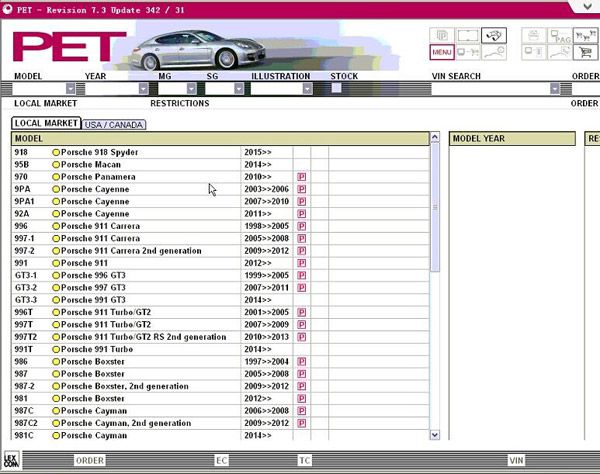 2015.07V Spare Parts Catalog for Porsche Cars PET 7.3