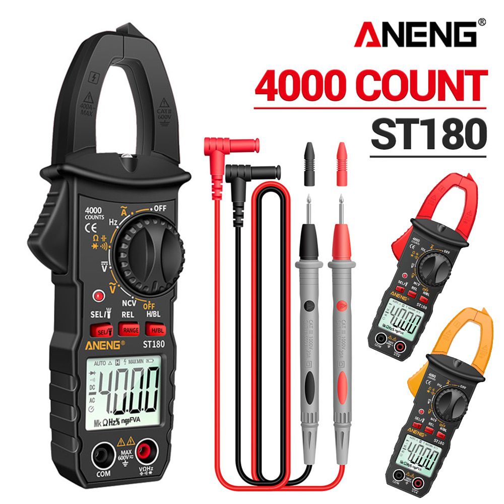 ST180 4000 Counts Digital Clamp Meter AC Current  Multimeter Ammeter Voltage Tester Car Amp Hz Capacitance NCV Ohm Tool