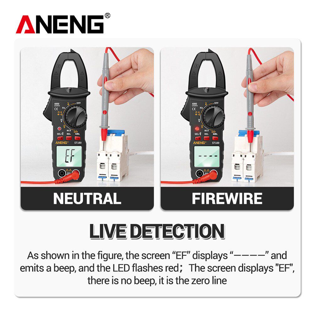 ST180 4000 Counts Digital Clamp Meter AC Current  Multimeter Ammeter Voltage Tester Car Amp Hz Capacitance NCV Ohm Tool