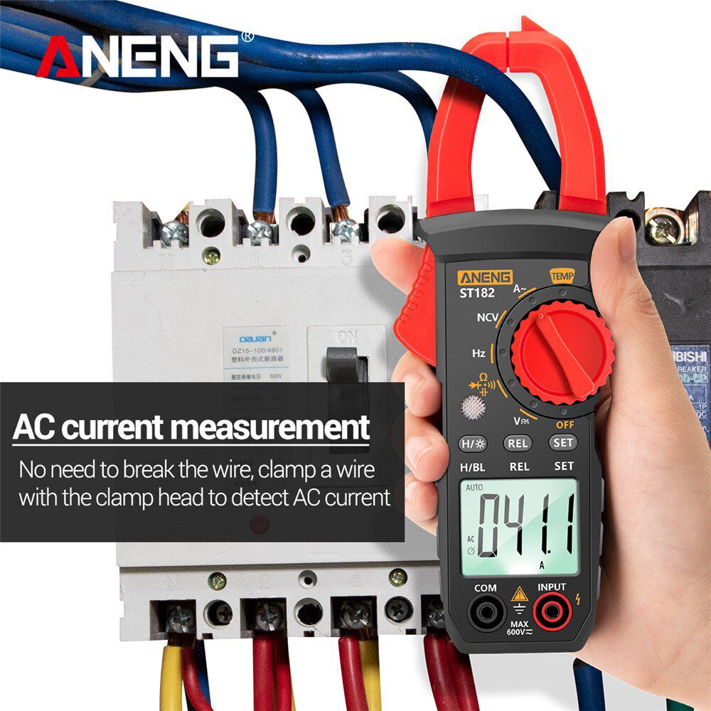 ST183 Digital Clamp Meter AC Current Multimeter DC/AC Voltage Ammeter Voltage Tester Amp Hz Capacitance NCV Ohm Test