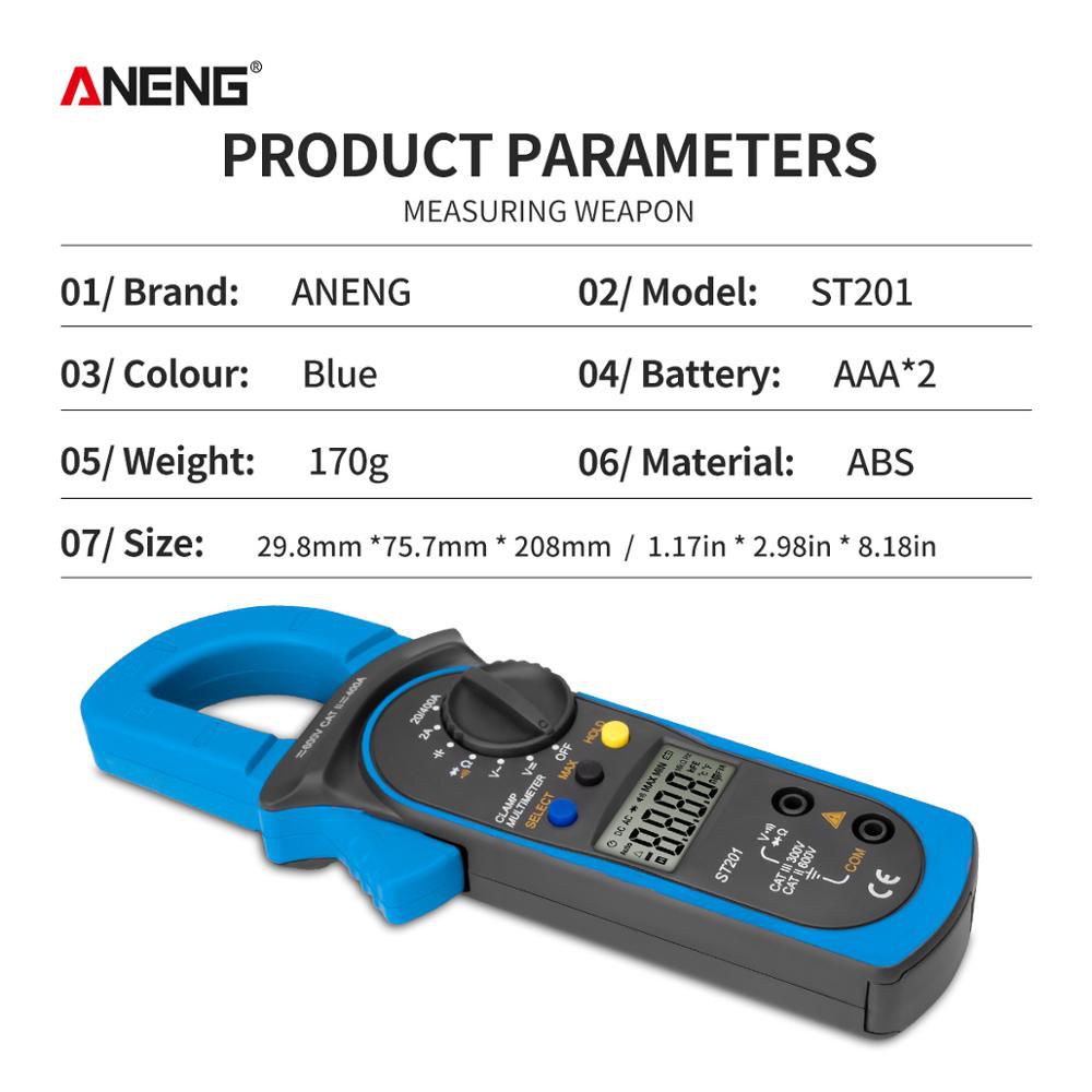 ST201 Professional Digital 1999 Count Clamp Multimeter ACDC Ammeter Transistor Capacitor Auto Voltage Tester Electric