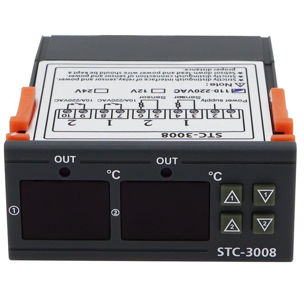 STC-3008 Dual Digital Temperature Controller two Relay Output Thermoregulator Thermostat With Heater Cooler 12V 24V 110-220V