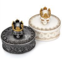 Queen Crown Jewelry Skull Storage Box Resin Necklace Earrings Container Box Home Decor Covered Pattern Organizer Box Love Gift