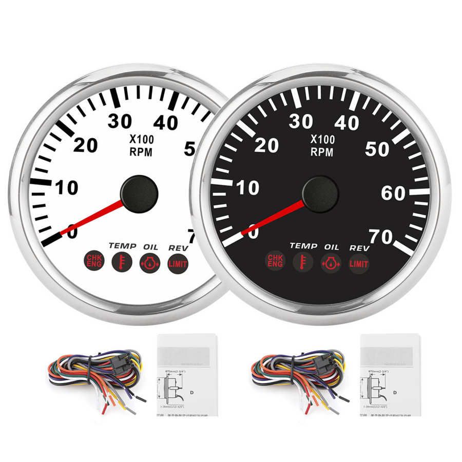 85mm 0‑7000RPM Tachometer Gauge with Oil Pressure Temp Engine Failure Alarm for Boat Motorcycle Truck Tacho Gauge