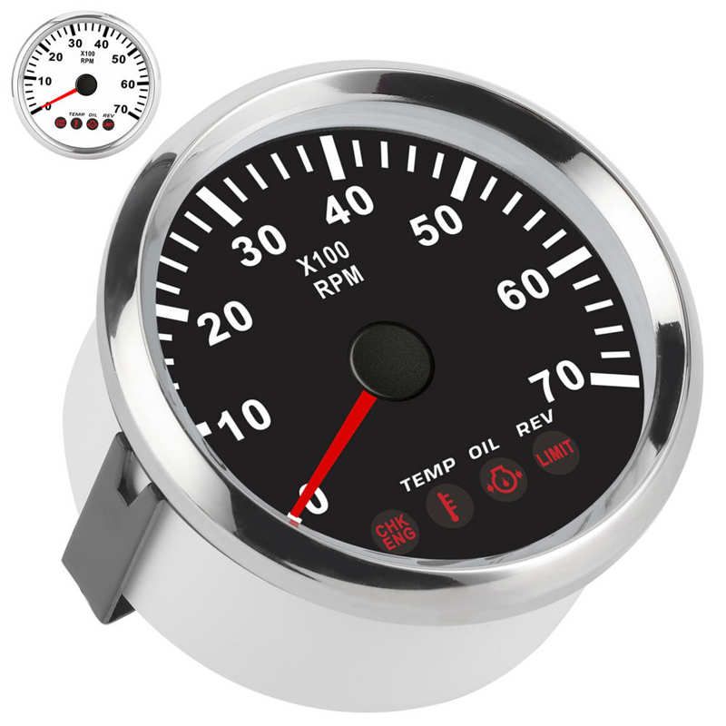 85mm 0‑7000RPM Tachometer Gauge with Oil Pressure Temp Engine Failure Alarm for Boat Motorcycle Truck Tacho Gauge