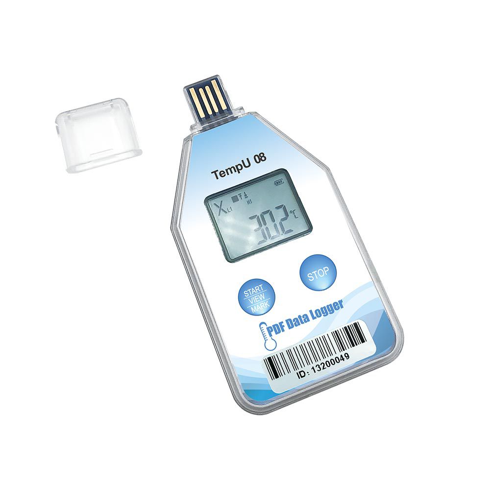 TempU08 Temperature Data Logger Newest PDF Report Disposable Single Use IP67 USB Temp Recorder Temperature Record Cold Chain