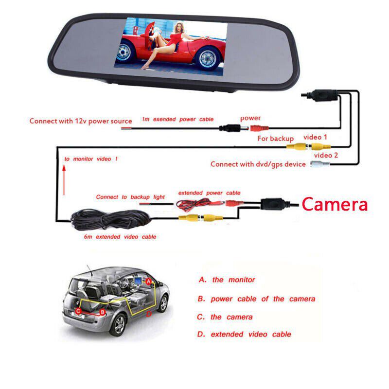 4.3 inch TFT LCD Screen Car Monitor Mirror Reversing Parking Car Monitor for Rear View Camera Night Vision Reversing