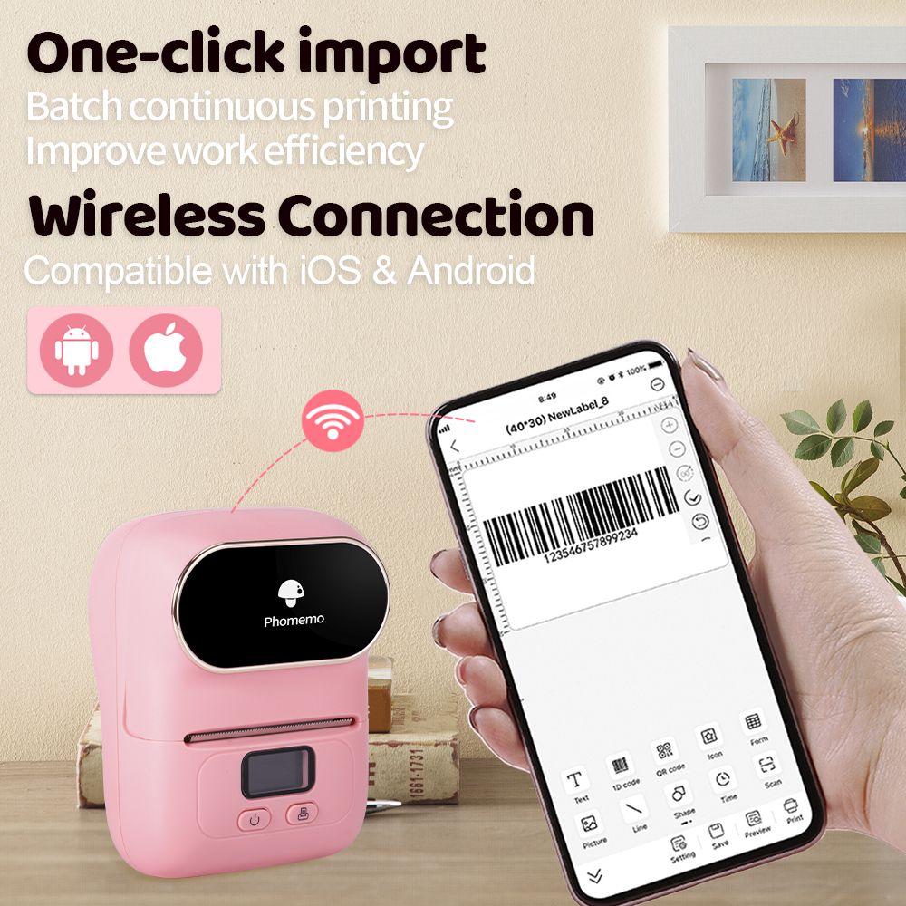 M110 Mini Thermal BT Label Printer Wireless Portable Self Adhesive Label Maker Inkless Printer Pocket Mobile Printer