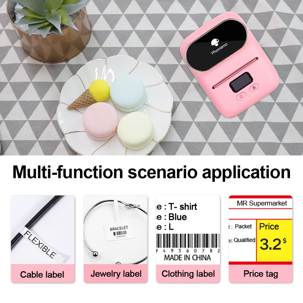 M110 Mini Thermal BT Label Printer Wireless Portable Self Adhesive Label Maker Inkless Printer Pocket Mobile Printer