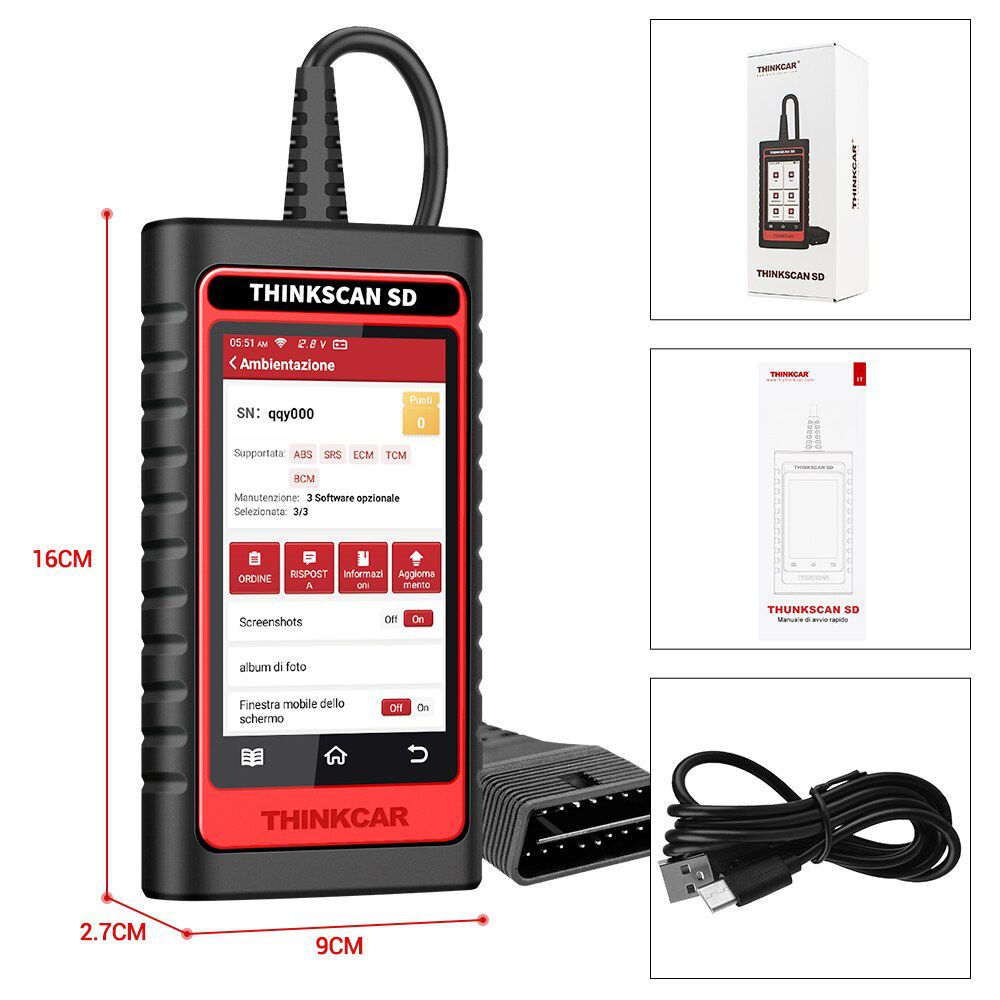 THINKCAR Thinkscan SD4 OBD2 Scanner Engine SRS ABS AT OBD2 Auto Scanner Multi-language Car Diagnostic Tools Lifetime Free Update