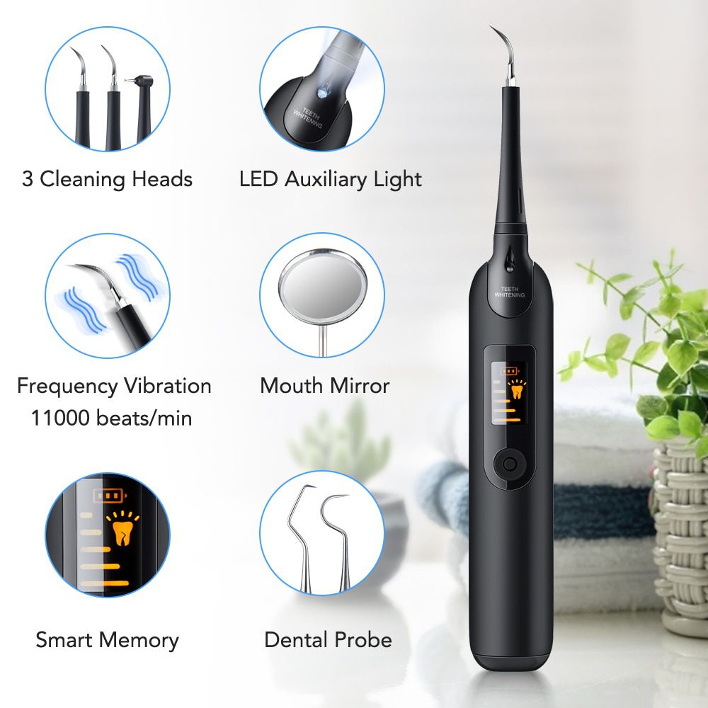 Electric Ultrasonic Sonic Dental Scaler LED Display Tooth Calculus Remover Cleaner Tooth Stains Tartar Tool Whiten Teeth Tartar