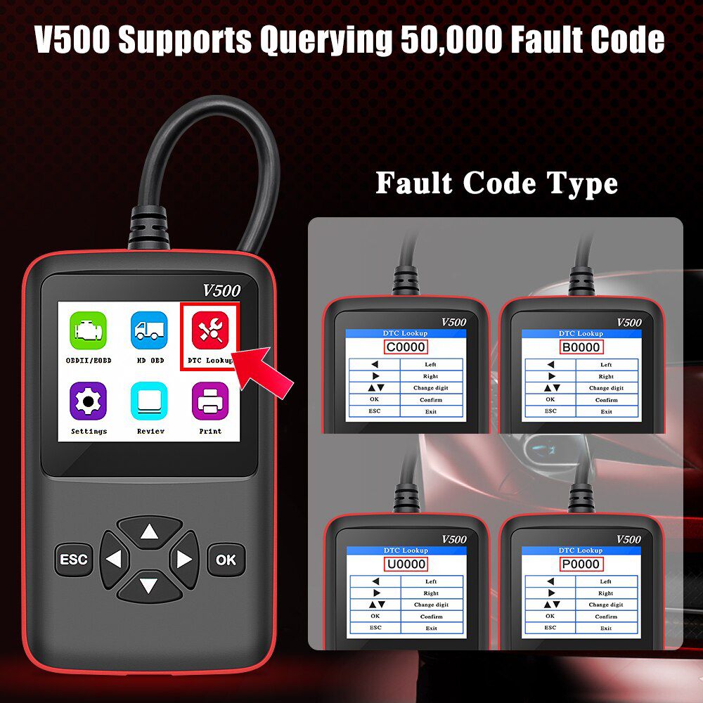 12V/24V Truck Car 2 in 1 OBD2 Engine Diagnostic Tool V500 V501 V502 J1939 J1587 J1708 Fault Code Reader OBD 2 Scanner Auto Tool Russian