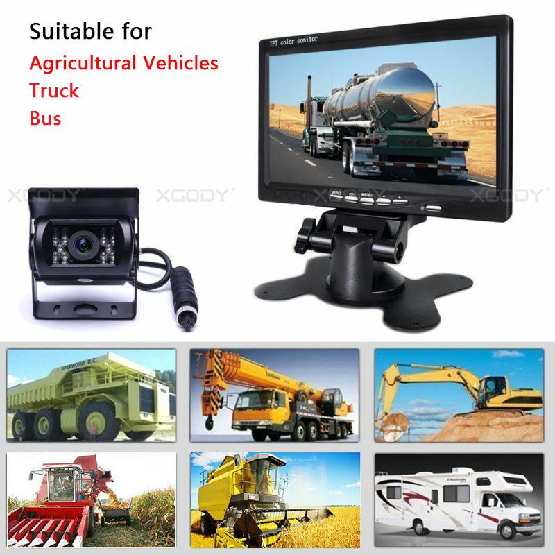 7 Inch Truck Monitor Reversing System 4Pin 10M Cable 2pc Reversing Camera Color Car Monitor