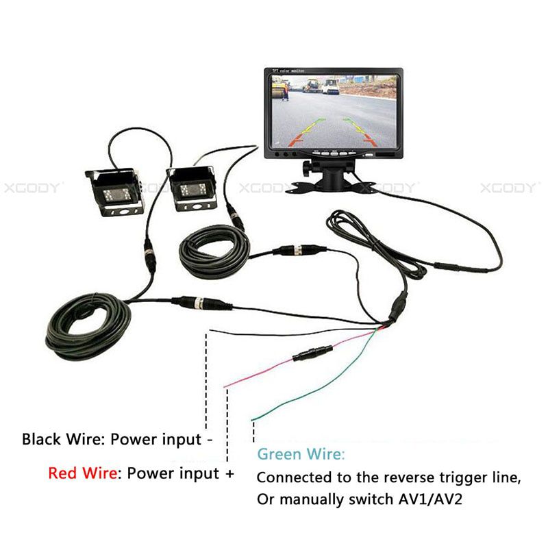 7 Inch Truck Monitor Reversing System 4Pin 10M Cable 2pc Reversing Camera Color Car Monitor