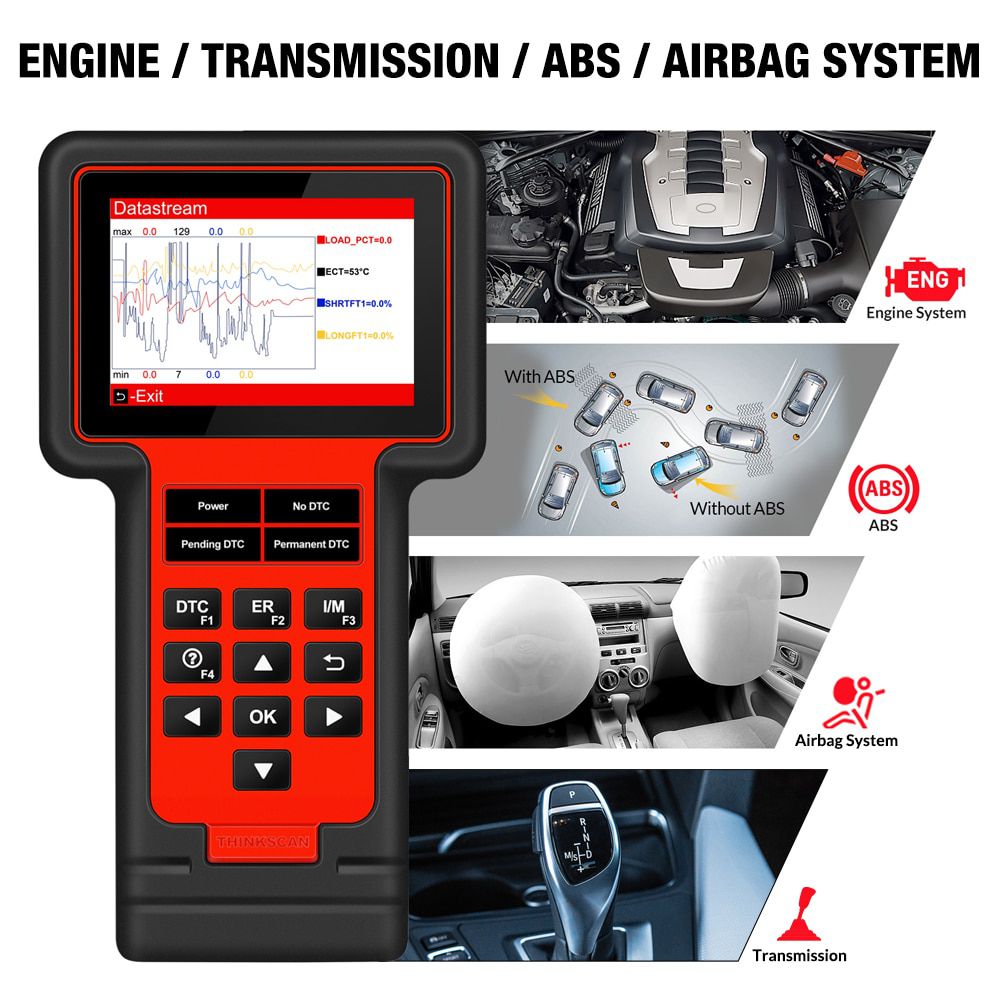 Thinkcar TS609 OBD2 Scanner ECM TCM ABS SRS System Diagnostic tool with Oil Brake TPMS SAS ETS Injec BMS DPF Reset free update