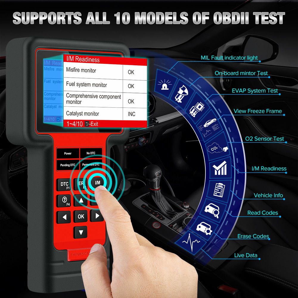 Thinkcar TS609 OBD2 Scanner ECM TCM ABS SRS System Diagnostic tool with Oil Brake TPMS SAS ETS Injec BMS DPF Reset free update