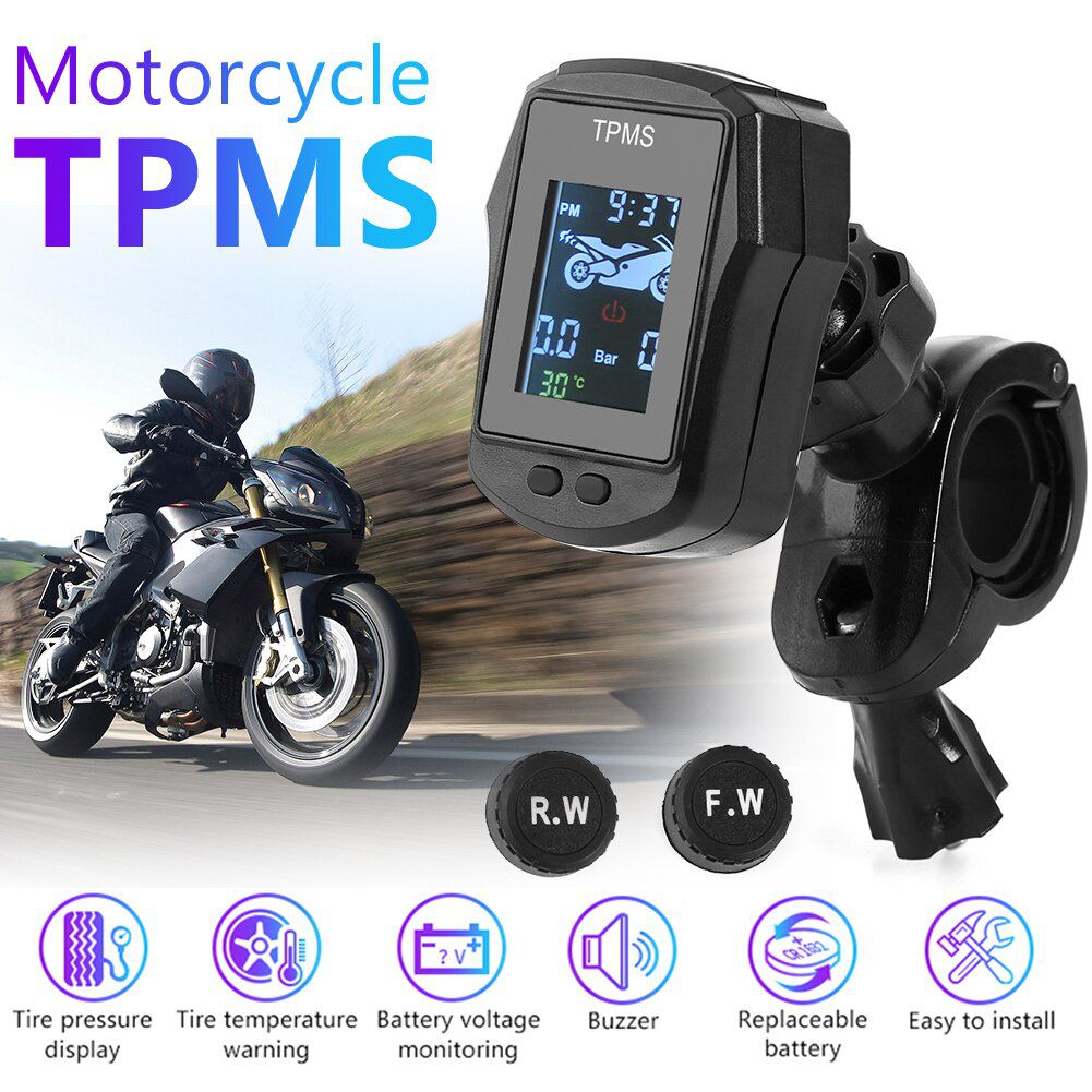 Waterproof Motorcycle TPMS USB Solar Motorbike Electric Bike Tire Tyre Pressure Monitoring Alarm Systems with External Sensors